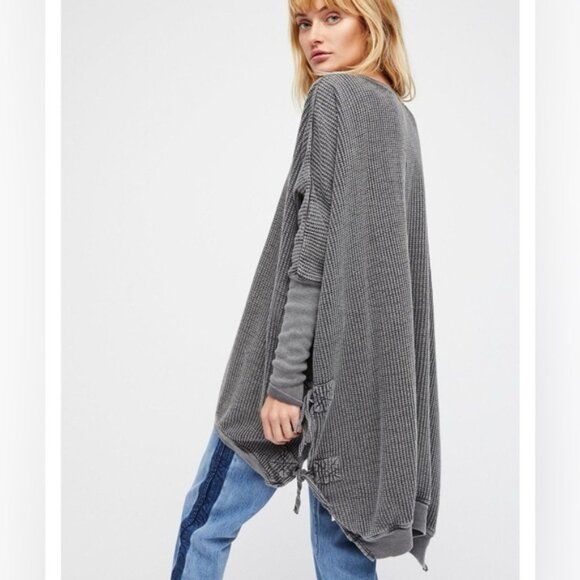 Free People FP One Interlaken‎ Tunic Waffle Oversized Grey Small - Picture 2 of 10